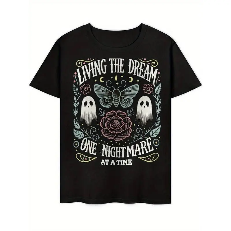 Graphic vintage tee Men's Vintage-Inspired "Living The Dream One Nightmare At A Time" Graphic T-Shirt