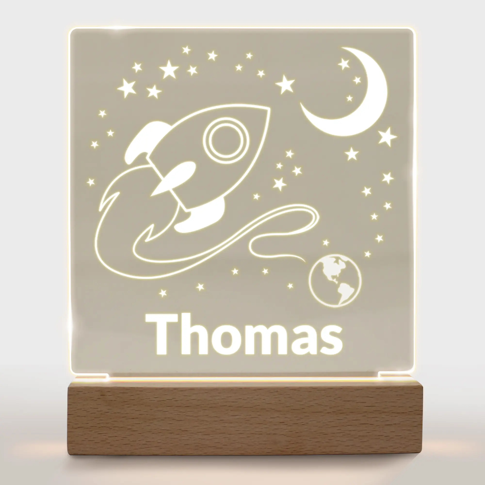 Personalized Night Light for Kids Girls Boys Customized Gifts for Baby Girl Nursey Lamp Bedroom Spaceship