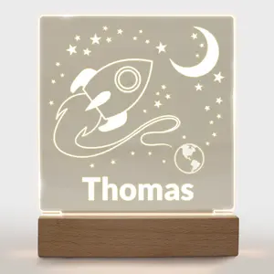 Personalized Night Light for Kids Girls Boys Customized Gifts for Baby Girl Nursey Lamp Bedroom Spaceship