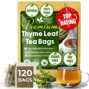120 Thyme Leaf Tea Bags, 100% Natural & Pure Thyme Leaves. Loose Leaf Thyme Herbal Tea. Thyme Leaf Tea. No Sugar, No Caffeine, No Gluten, Vegan. Beverage
