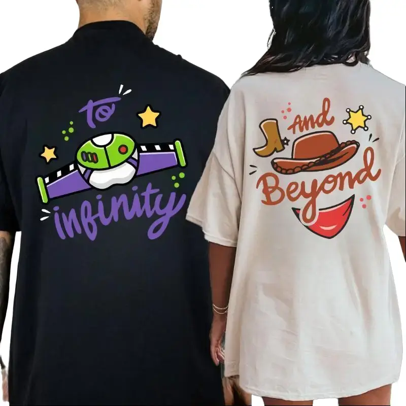 Couple's   Sports Tops - Stylish Funny "To Infinity and Beyond" Fitted Clothes, Casual Streetwear Cartoon Outfits, Gifts for Boyfriends
