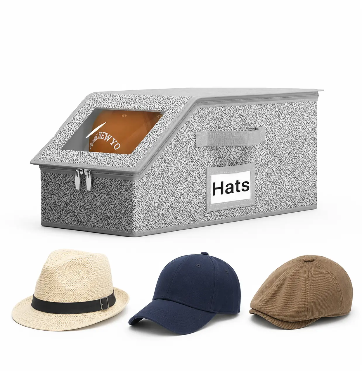 Classic Stackable Baseball Cap Storage Box - Collapsible, Lightweight, Lint-Resistant, Durable Thick Cardboard Organizer for Men’s Hat Wardrobe Tidying, 24-Cap Large-Capacity Bedroom Safe Storage Solutions Dustproof Bin, Modern Families