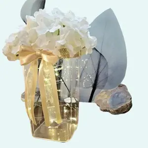 Lighted Elegant Floral Hydrangea centerpiece in tall vase - Perfect for home decor or special events Decorative Flower Fruit Plants Ornaments