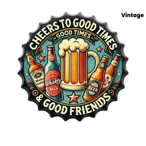 Vintage Beer Bottle Cap Metal Sign, 13.8 Inch Retro Wall Decor, Ideal for Home Bar & Pub, Perfect for Holidays Like Halloween & Christmas