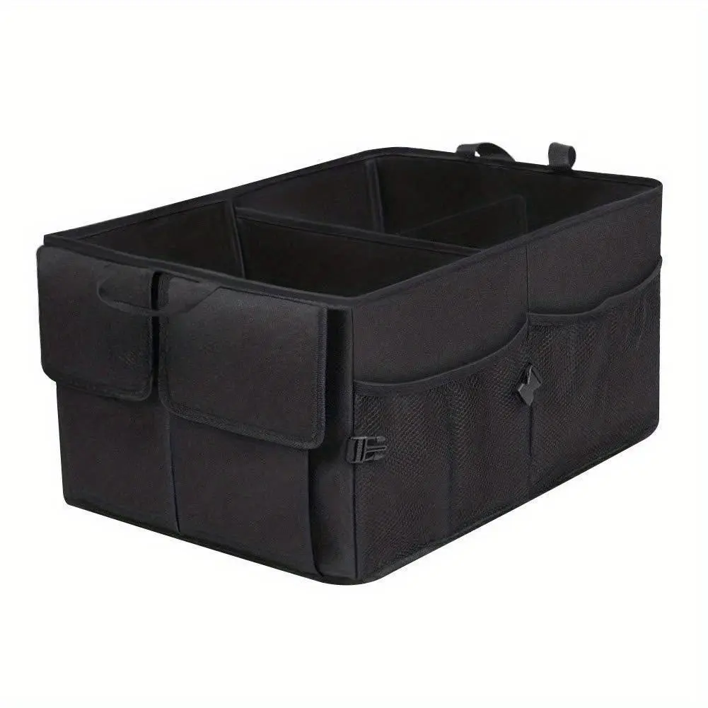 Car Trunk Organizer Box for Suv Back Seat, SUV Compatible, Waterproof Foldable Car Storage Box with Adjustable Strap, Compact Storage