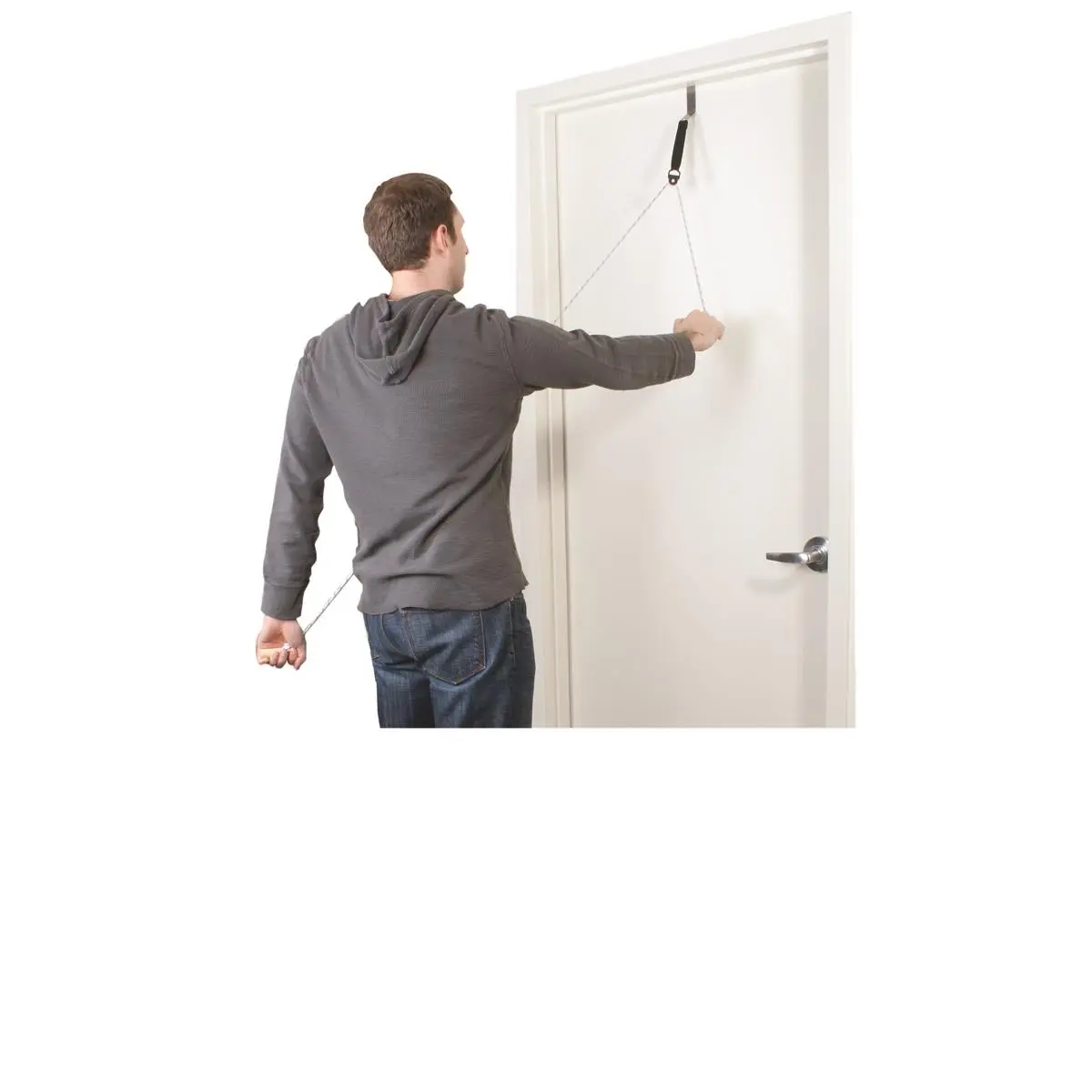 CANDO Overdoor Shoulder Pulley with Door Bracket - Portable Workout Equipment with Single Swivel Pulley, Extra-Long Rope & Foam Handles