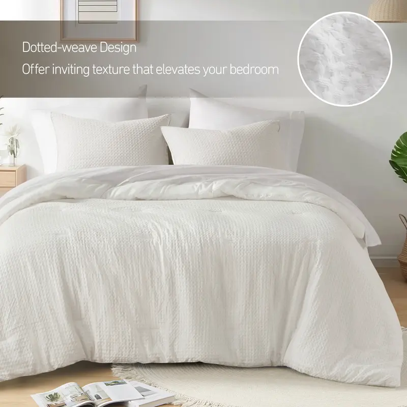 REGENCY HEIGHTS 3-Piece Solid Dot Textured Bedding Set - Lightweight Microfiber Duvet Cover, 2 Matching Shams, Secure Button Ties, Wrinkle-Resistant, Breathable, All-Seasons Modern Farmhouse Boho Chic Bedding for Full/Queen, King/Cal King