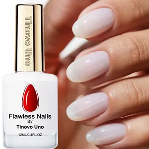 Tinovo Uno New Arrival 12ml Keratin and Milky Nail Hardener, Flawless Nail Strengthener, Gel Polish, Glossy and Shine Long-Lasting, Natural Air Fast Dry, Suitable for All Nails, Enrich Milk, Vitamin and Keratin to Nourish the Weak, Soft, Cracked Nails