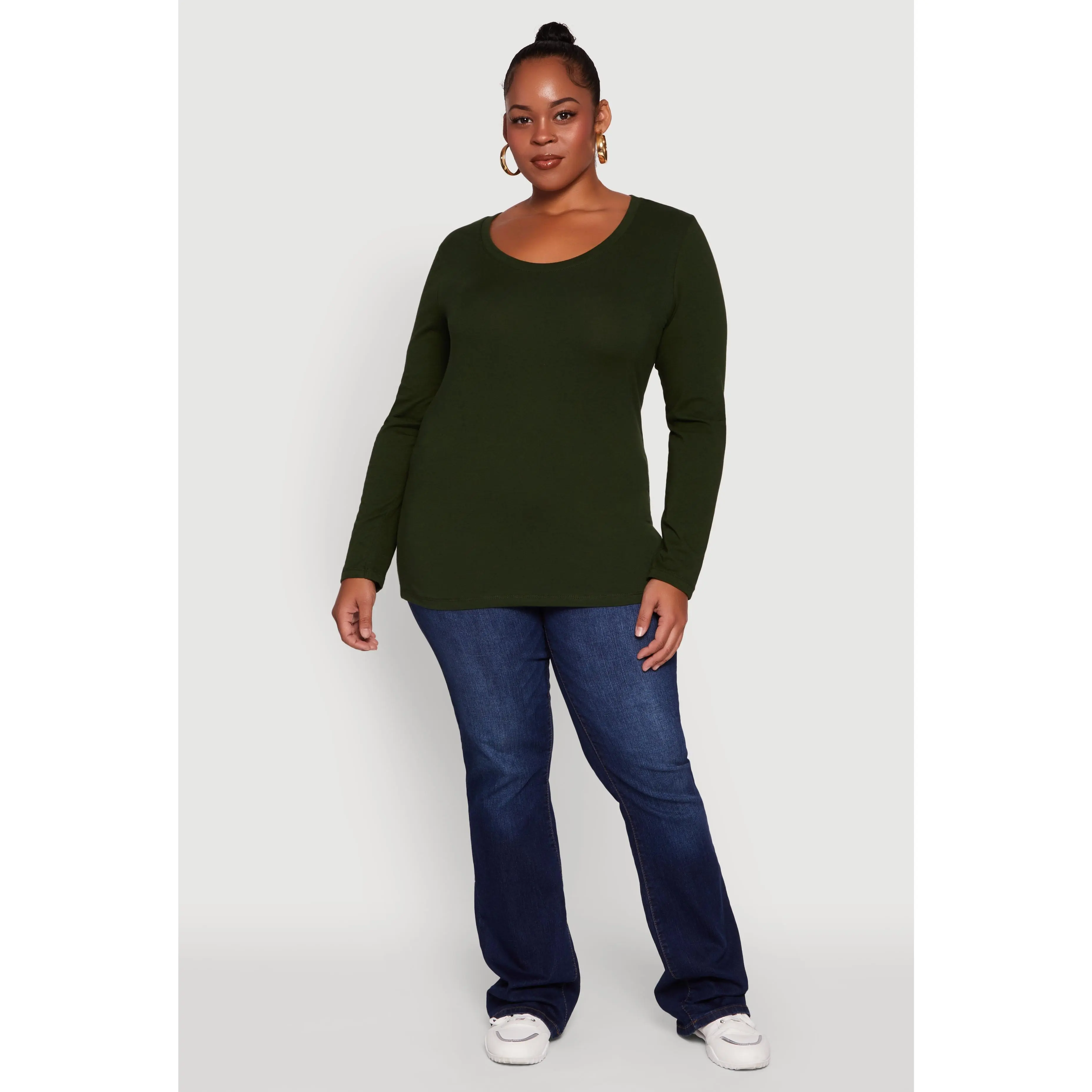 Plus Size Long Sleeve Scoop Neck Tee
