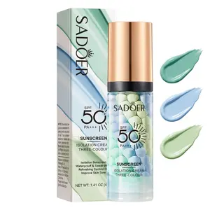 3 In 1Primer for Face Before Makeup,Sunscreen Isolation Cream, SPF 50, One Step Color Corrector Face Primer, Blurs Imperfections Oil Control & Moisturizing Skin Tone Correcting,Radiance Skin