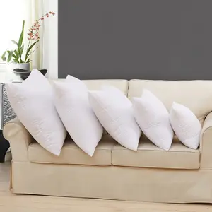 2-Pack White Square Shape Throw Pillows, Soft Cozy Fluffy Hypoallergenic 100% Polyester Microfiber Cushion Inserts - Lightweight Stuffers for Living Room, Bedroom Home Décor