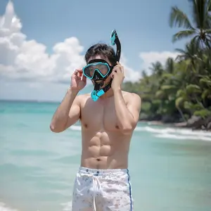 Professional two-piece set of large-frame diving goggles, full dry one-piece diving goggles, snorkeling diving goggles