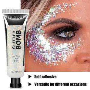 Mermaid Glitter Body Gel, Shimmering Body Glitter, Long-Lasting Makeup, Suitable for Body, Face, Hair, Eyeshadow, Perfect for Music Festivals, Halloween, Easy Removal