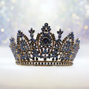 Royal Blue Crystal Crown Tiara - Women's Hair Accessory for Quinceañera, Pageant, Homecoming Events