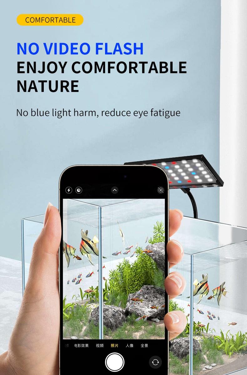 LED Aquarium Clip-On Light for Plants - Full Spectrum, Memory Function, DIY Mode, Adjustable Timer & Brightness, Timer Set & Forget, IP68 Waterproof, Low-Heat LEDs, Energy Saving Device for Freshwater & Saltwater Tanks