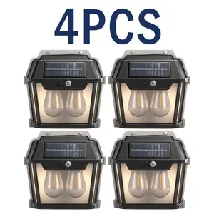 4PCS Solar Wall Lights Outdoor, Dusk to Dawn Motion Sensor Lights, Motion Sensor Solar Porch Lights with 3 Modes, for Patio, Garage, Shed,Street Outside Walking Dog Fence Backyard Deck Garden Door Step Garage Porch security wall lamp  super bright