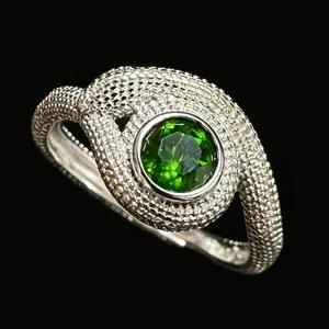 Snake Chrome Diopside Adjustable 925 Silver Ring