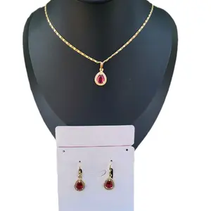 Beautiful Gold Plated Necklace and Earrings Set - 18Kt Laminated Gold, 9 Layers, Nickel-Free