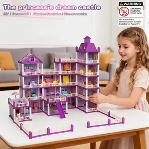 366pcs Romantic Dollhouse Toy Set, Multi-Level Princess Villa, Includes Furniture, Perfect Gift for Girls, Easter, Christmas, New Year