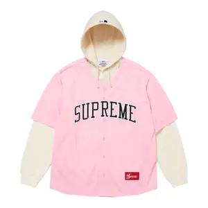 Supreme x Chicago White Sox Thermal Hooded Baseball Jersey Pink