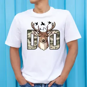 Camo Dad & Deer Head Direct-To-Film (DTF) Craft Print, Ready-To-Press Accessory for T-Shirt Printmaking Projects