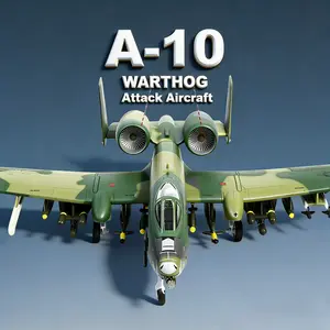 A-10 Attack Thunderbolt II (Warthog) Pre-Build Diecast Metal Aircraft Model Kits Replica Military for Display Collection or Gift, 1/100