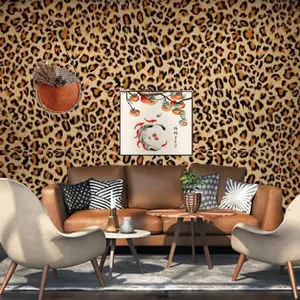Leopard Print Decorative Wallpaper Roll, Self-Adhesive Easy to Install Removable Durable Vinyl Wall Covering, Waterproof for Living Room Kitchen Bedroom Dormitory