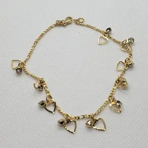 Brand New Brazilian 18k gold filled Hearts and gems Anklet