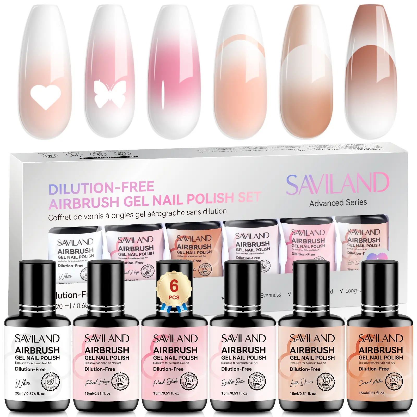 6 Colors Dilution-Free Airbrush Gel Nail Polish