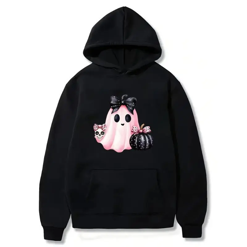 Cute scary hoodie, pink Halloween hoodie, women's Halloween hoodie, scary hoodie, Halloween ghost hoodie with a headscarf, Halloween pumpkin hoodie