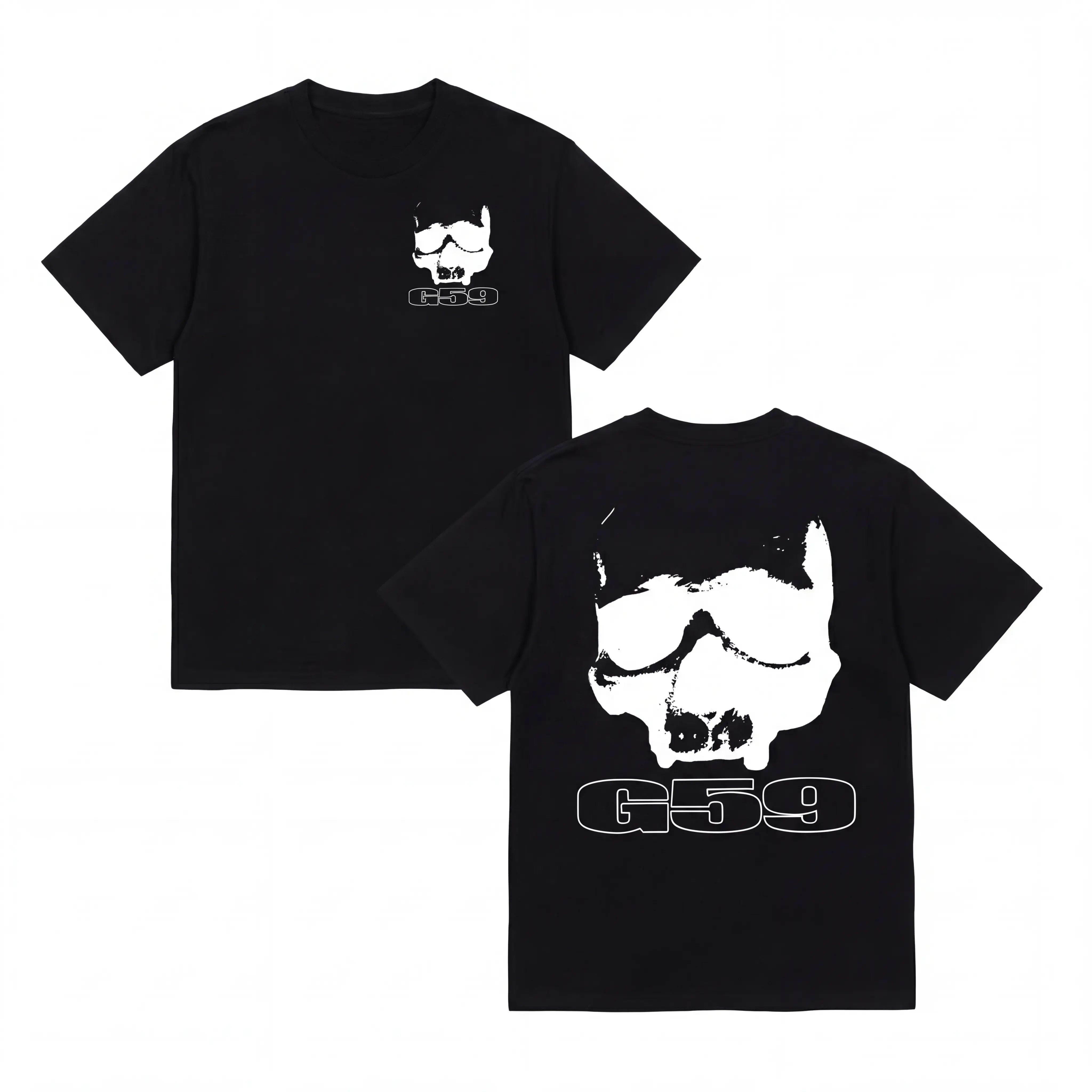 MoodTees Men's G59 Skull Graphic T-shirt, Streetwear 100% Cotton Short Sleeve Round Neck Top, Relaxed Fit for Casual Everyday Wear, Tshirt, Shortsleeve, Menswear, Casual Fit, Crew Neck, All Seasons, Adults