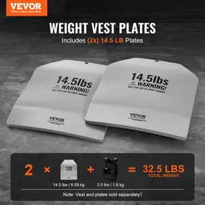 VEVOR Curved Weight Vest Plates, 14.5 LB Pairs, Premium Steel Weighted plates, Contoured Ergonomic Fit - WODs, Additional Weight for Weight Vests, for Strength Training, Running, Heavy Workouts
