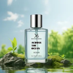 SHINESONN Across the Ocean Men's Perfume. The top notes are lemon and orange; The middle notes are bergamot, lavender and rosemary; The base notes are jasmine and mint. 50mL (1.69 fl. oz). Fresh ocean scent, showing masculine charm