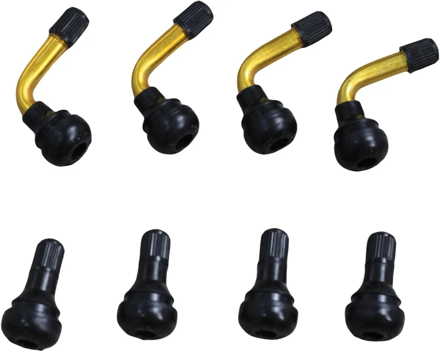 4Pcs Tire Valve Stem Bent 45 Degree Angled and 4Pcs Straight Valve Stem for 50cc 150cc Scooter Motorcycle Moped Kids Kazuma Quad ATV Lawnmower Tires Go Karts