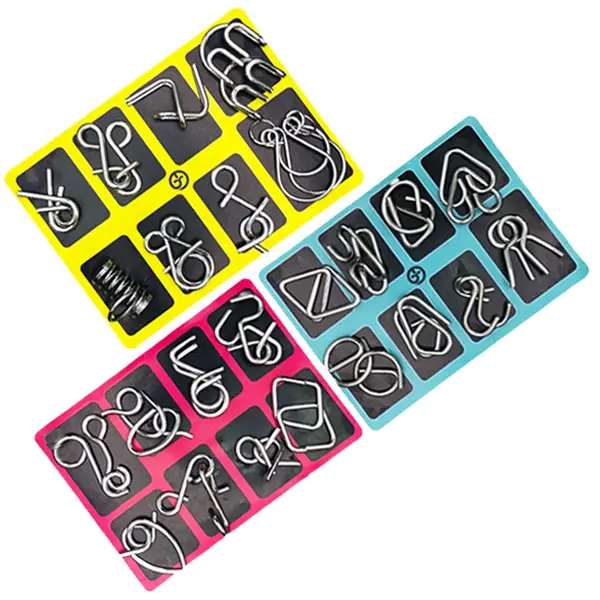 Metal Puzzle Ring 24 Piece Set High-Quality Educational Intellectual Toys IQ Brain Teaser Puzzles for Kids & Adults Unique Gift Durable Nickel Plated