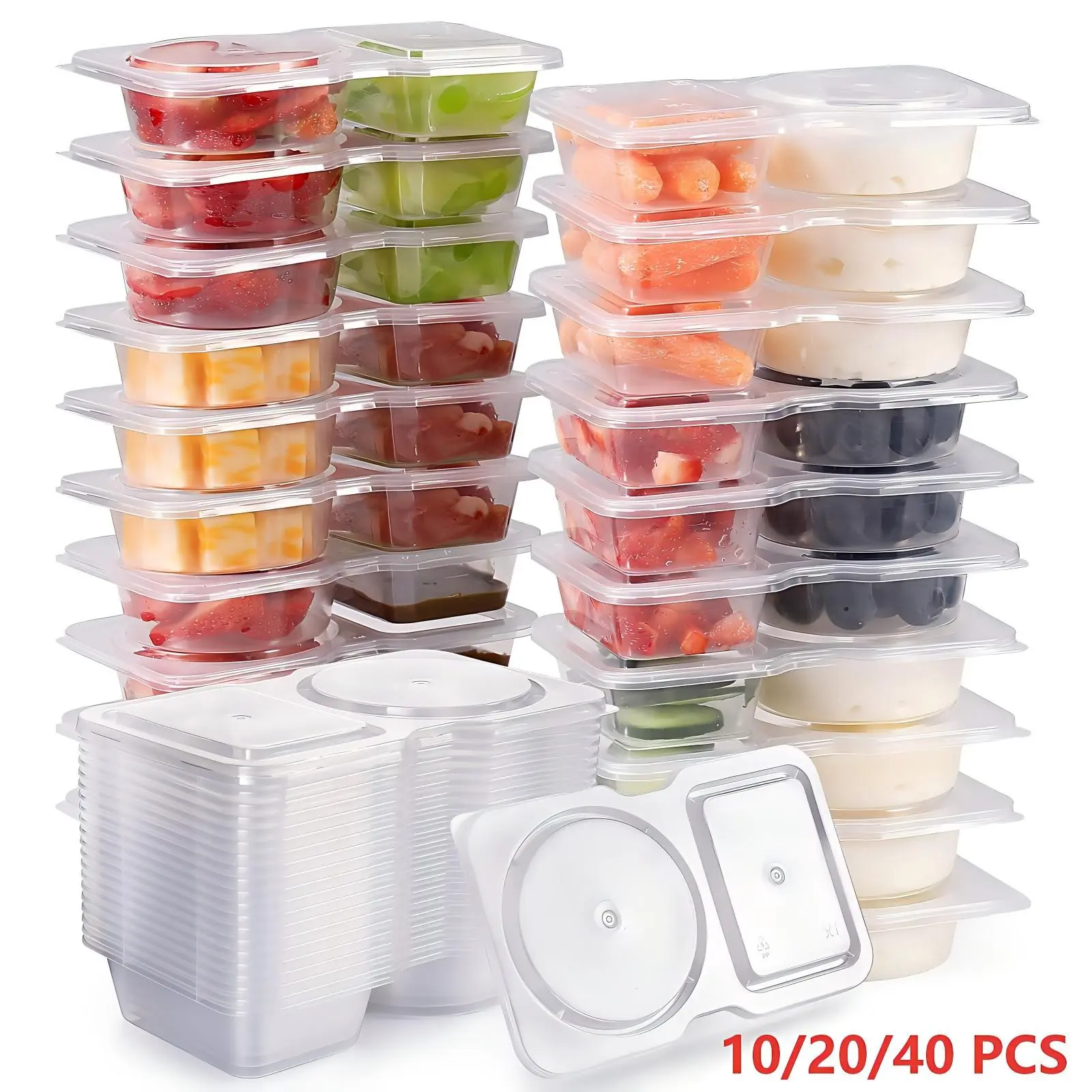 Reusable Double-Compartment Snack Storage Container with Lid, Portable Snack Box for On-the-Go Meals and Camping, Kitchen Organizer, Multi Compartment Container, Space Saving Container, Organized Food Storage, Food Storage Container, Containers with Lids