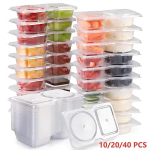 Reusable Double-Compartment Snack Storage Container with Lid, Reusable Snack Containers, Portable Snack Box for On-the-Go Meals and Camping, Kitchen Organizer