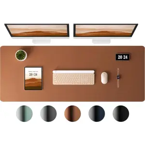 Leather Desk Pad Protector - Large  Pad, Office Mat, Non-Slip PU Leather Blotter, Laptop Desk Pad,  Writing Pad for Office and Home (Brown, 38" x 13.7")