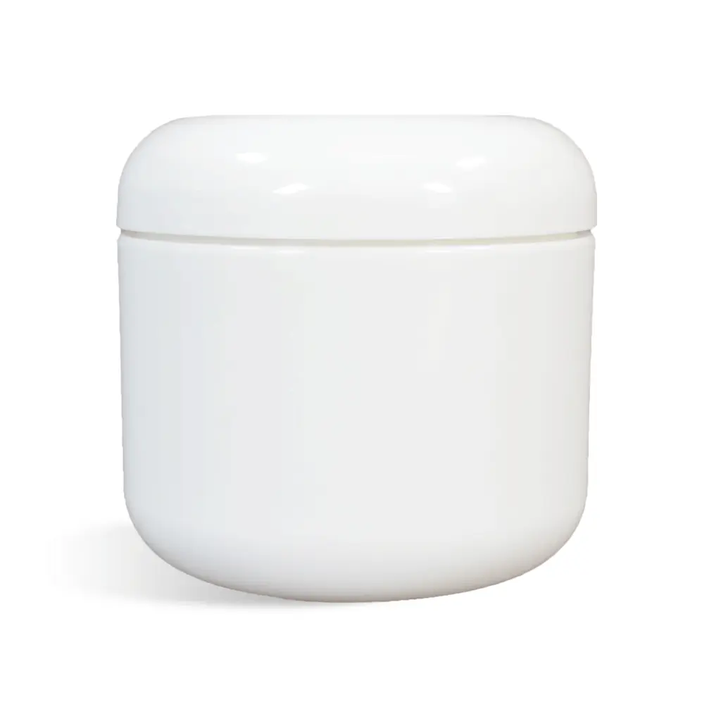 2oz White Jar w/ Dome Lid - Plastic Cosmetics Container