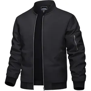 Men's Bomber Jacket Lightweight Casual Spring Fall Windbreaker Zip Up Coat with Pocket