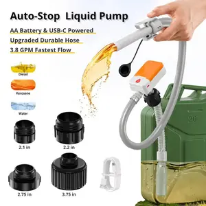 Auto-Stop Fuel Transfer Pump, Dual Powered (AA Battery & USB-C), 3.8 GPM Fastest Flow, 51" Long Hose, Water, Gasoline, Diesel, Kerosene, Oil and other Liquid Transfer, Siphon Pump, Father's Day Gift - SOARFLY T3