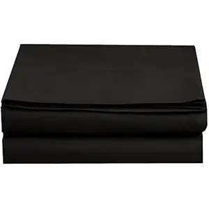 Traditional Multi-Purpose Luxury 1500 Thread Count Egyptian Cotton Flat Sheet Wrinkle-Free Stain-Resistant King Size Black
