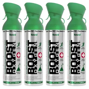 Boost Oxygen 10 Liter Canned Oxygen Bottle with Mouthpiece, Natural (4 Pack) Boost Oxygen 10 Liter Canned Oxygen Bottle with Mouthpiece, Natural (4 Pack)