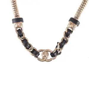 Pre-owned Alloy 21S choker necklace leather threaded chain pendant necklace