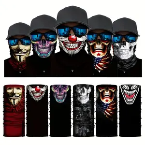 6-Piece Set Motorcycle and Outdoor Adventure Skull Face Mask - Windproof Breathable Balaclava with Elastic Neck Gaiter - Comfortable Multi-Functional Headwear, Suitable for Riding, Skiing, and Winter Sports
