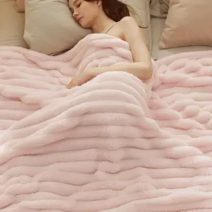 Striped Flannel Fleece Blanket - Ultra-Soft, Solid Color, Lightweight,White Blanket, King Sizes, Classic Stripe Pattern,Multi-Color, Ideal for Bed,Couch, Travel,Camping, All Seasons,Home Bedroom Decor Plush, Mother's Day Gifts