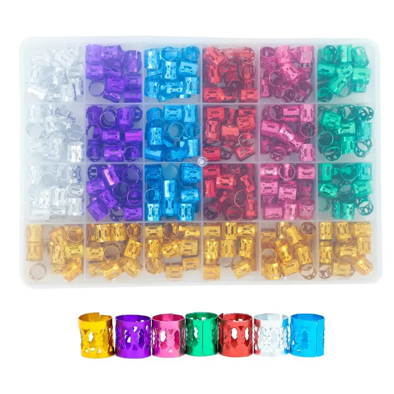 400 Hair  for Braids Accessories Dreadlocks Beads Hair Cuffs Hair Rings Hair Braid Clips Colorful Aluminum Adjustable Metal Hair Accessories for Women and Girls (Multi-colored)