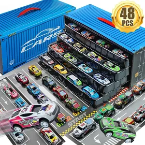 48-Piece Pull Back Alloy Car Set Toy for Kids withStorage Box-Fun & Educational Toy Vehicles forToddler Friction Powered Toy Cars Ride On Car r34 diecast