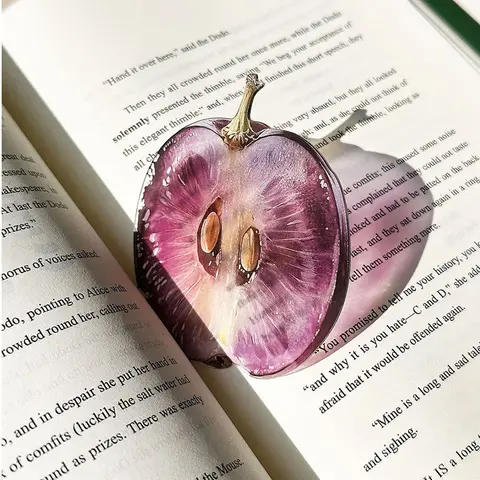 Grape Apple Fig Fruit-Shaped Acrylic Bookmark, Semi-Transparent Page Marker, Cute Book Accessory, Back-To-School Gift, DIY Accessory