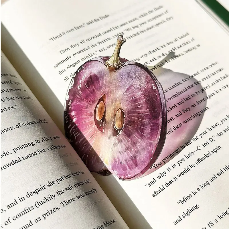 1pc Grape, Apple, and Fig Fruit-shaped Acrylic Bookmark - Semi-transparent Page Marker, Cute Book Accessory, Back-to-school Gift, Book Club Gift, Creative Gift, Can Be Used as DIY Accessory, Book Page Markers